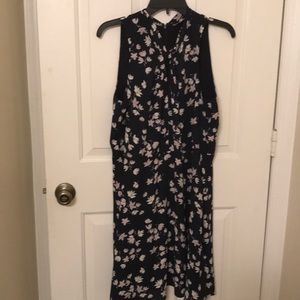 Light blue and white dress with twist front